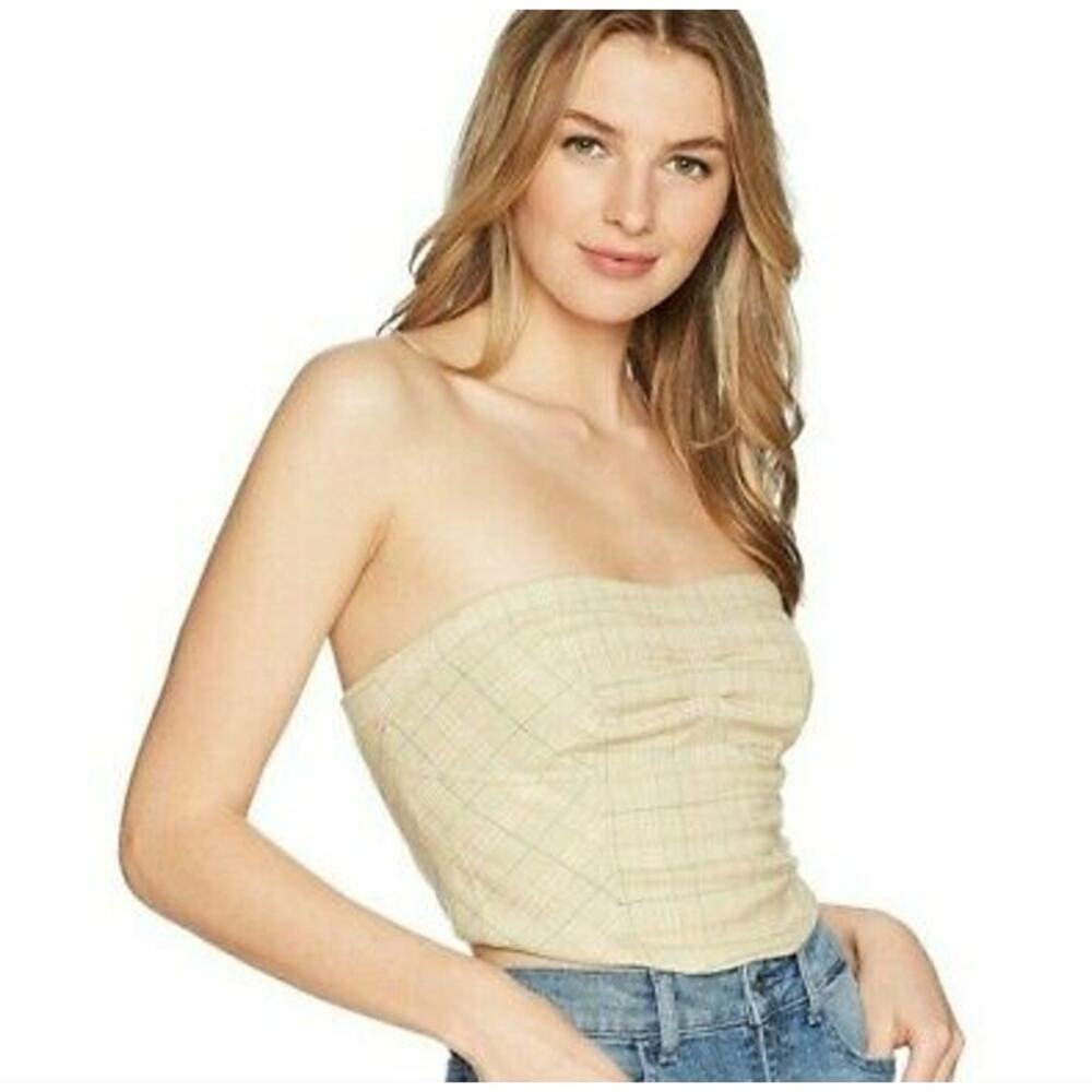 Free People | 6 = M | Out West Plaid Corset Top Sleeveless Bando Crop Bra
